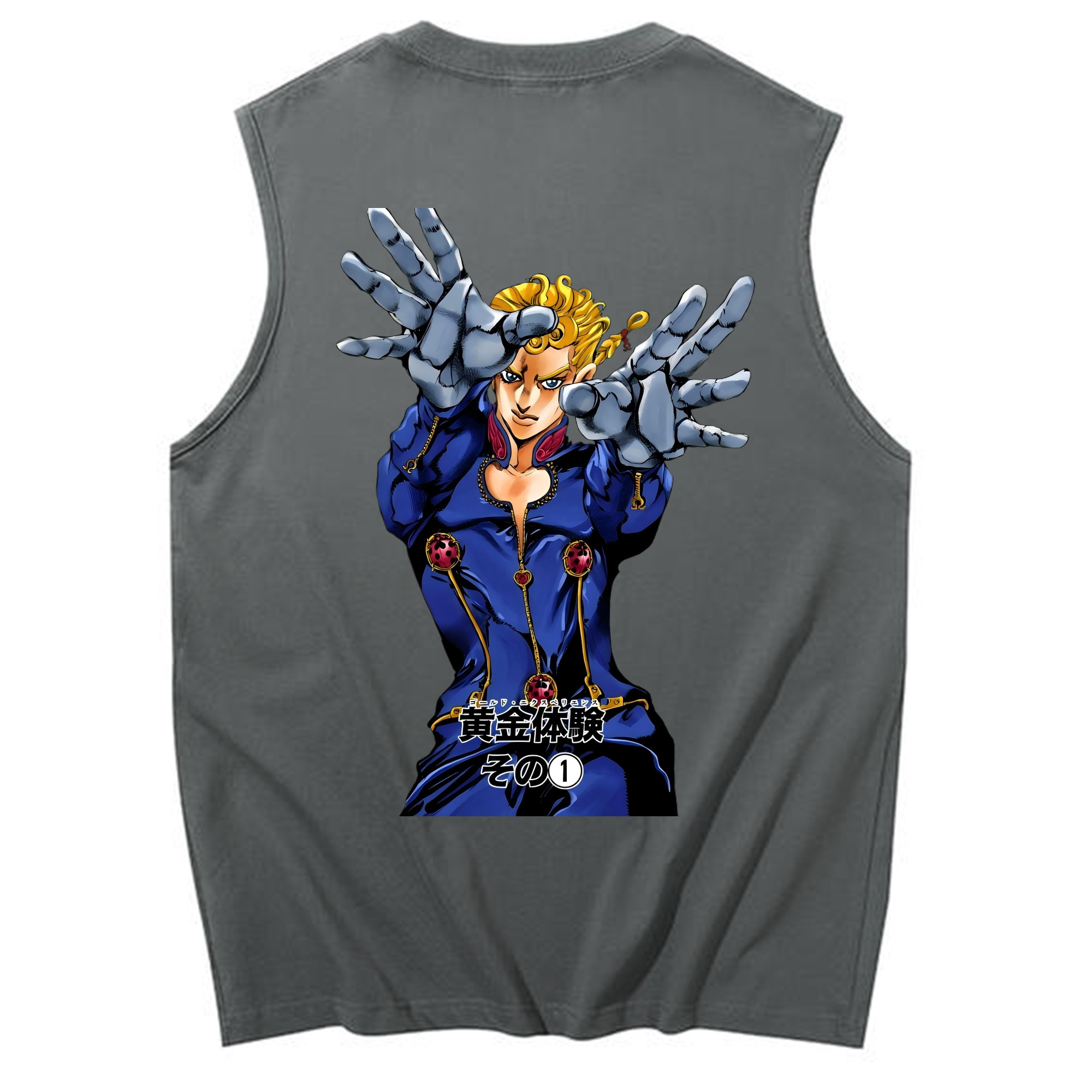 （画像用） ジョジョの奇妙な冒険 ジョルノ?ジョバァーナ JoJo's Bizarre Adventure Giorno Giovanna コットン100％タンクトップ（背面プリント）